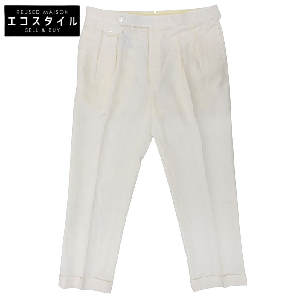 RalphLauren PURPLE LABEL　ラルフローレン パープルレーベル　美品 Gregory ハンドテーラード トラウザー シンチバック 白 36 798928131003　36