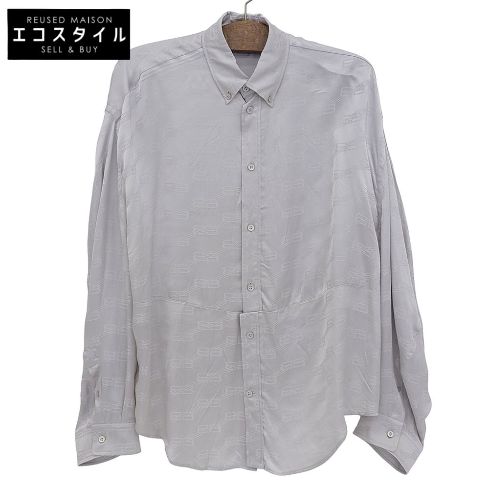 BALENCIAGA　バレンシアガ　美品 BB MONOGRAM TWISTED 長袖シャツ トップス レディース シルバー系 2 704461 22年　2