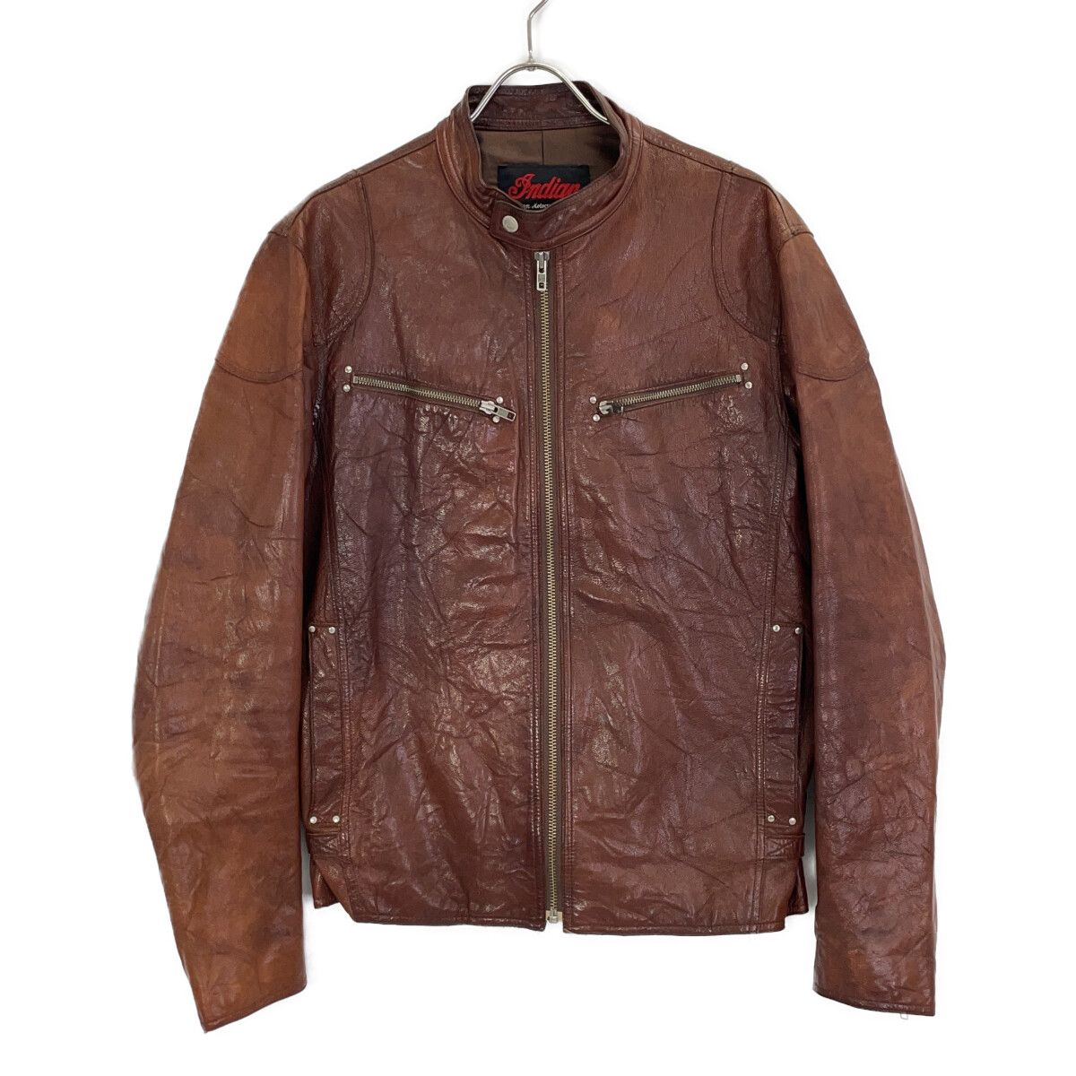 Indian Motorcycle ブラウンレザージャケット M インディアン 美品】インデイアンモーターサイクル. レザージャケット. ライダース