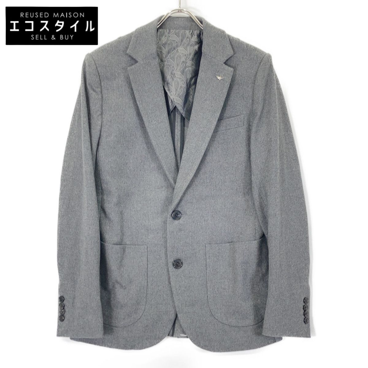 1piu1uguale3　ウノピゥウノウグァーレトレ　【美品】MRB638-PRY108 RIB 2B JKT 2Bテーラード　V