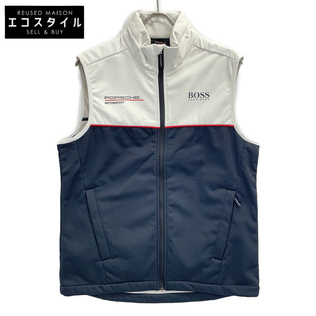 Porsche Design　ポルシェデザイン　×BOSS ホワイト×ブラック RPチーム ジレ モータースポーツ ウェア　S
