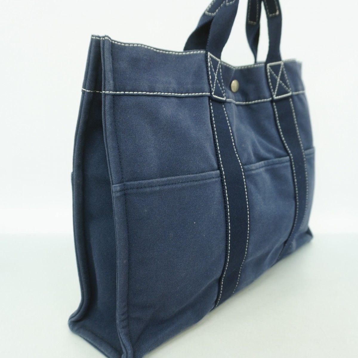 HERMES エルメス　ドーヴィルMM ネイビー　トートバッグ　フランス製 6ed4257-k】エルメス トートバッグ ドーヴィルMM キャンバス ネイビー