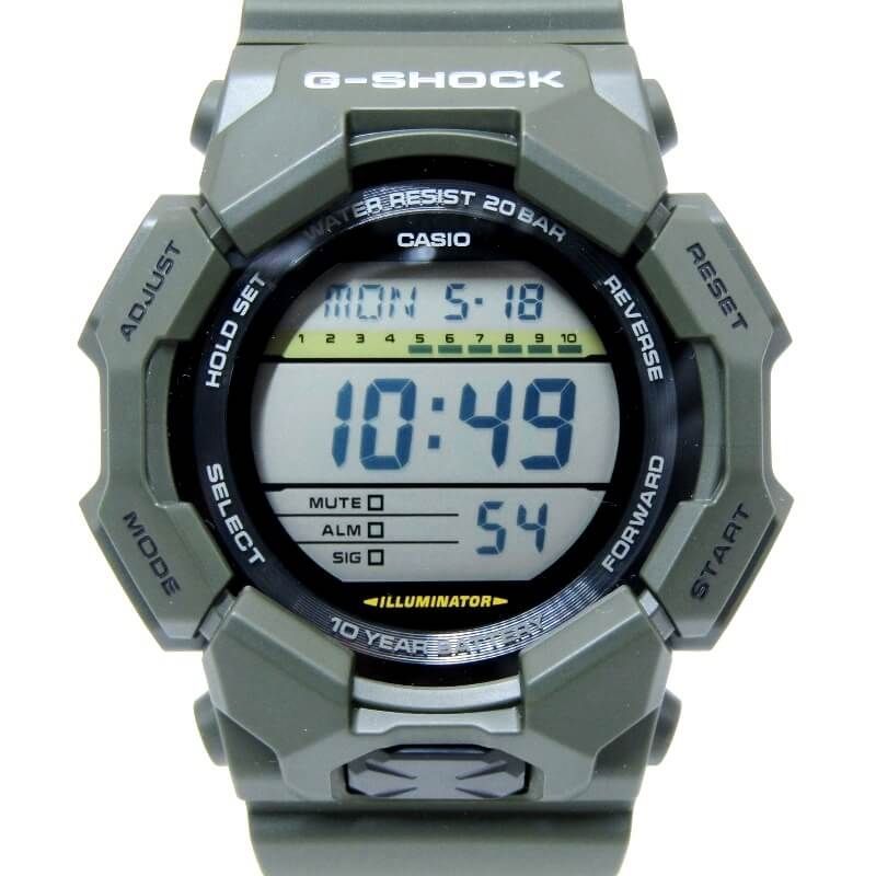 美品 CASIO G-SHOCK Gショック GD-010-3JF カーボンコアガード デジタル ビッグケース デジタル オリーブ グリーン 28012624