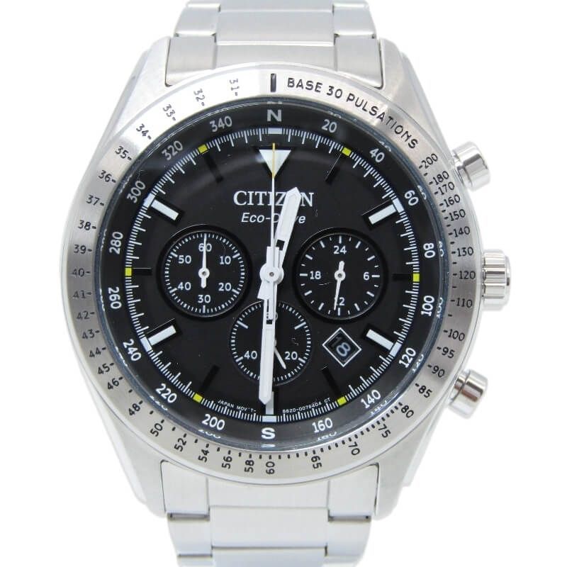 美品 CITIZEN シチズン コレクション CA4600-89E エコドライブ クロノグラフ B620-007RP01 メンズ 43mm SS Rescue ブラック 黒 28012626