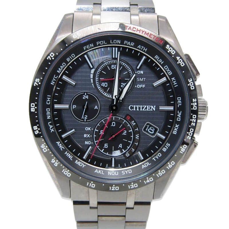 CITIZEN シチズン ATTESA AT8144-51E H804-T022855 ソーラー電波 本体のみ アテッサ エコドライブ クロノグラフ ブラック 黒 28012631