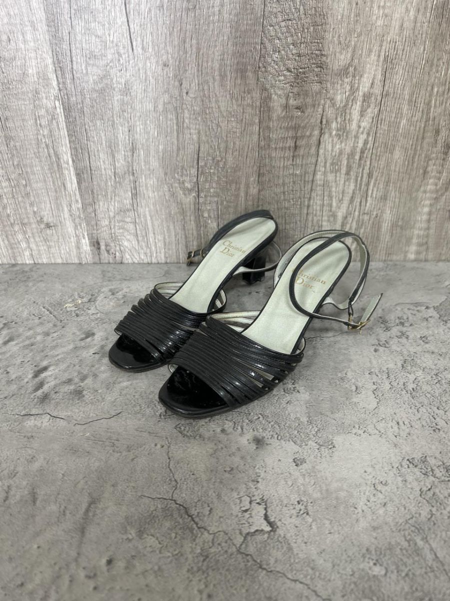Christian Dior クリスチャンディオール アンクルストラップ サンダル size23/黒 ■◆◎レディース