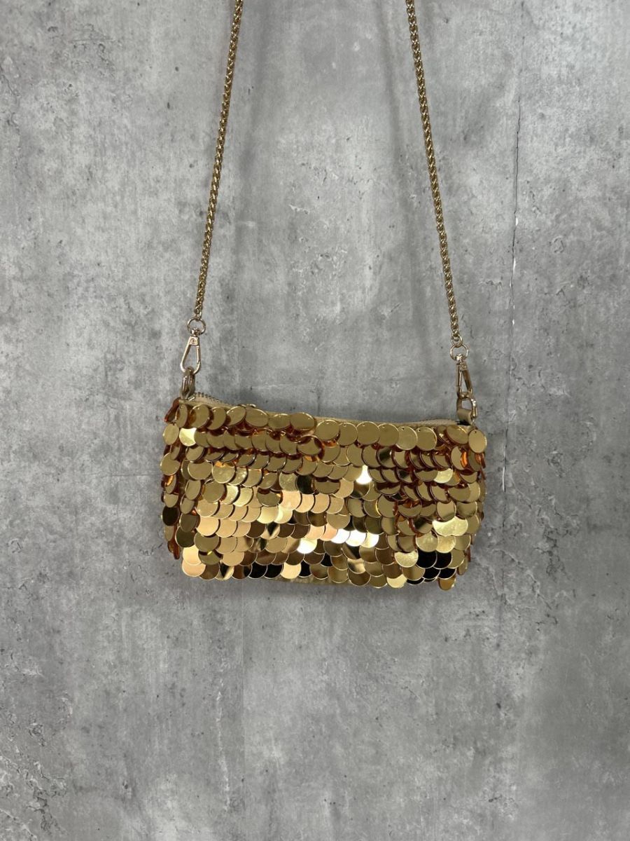 URBAN EXPRESSION アーバンエクスプレッション ヴィーガン クラッチ スパンコール ショルダー バッグ size－/ゴールド ■■◎レディース
