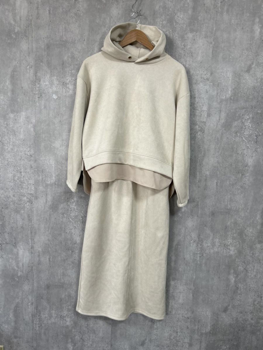 le.coeur blanc ルクールブラン レイヤード ライク パーカー スカート セット セットアップ size38/エクリュ ■◇ レディース
