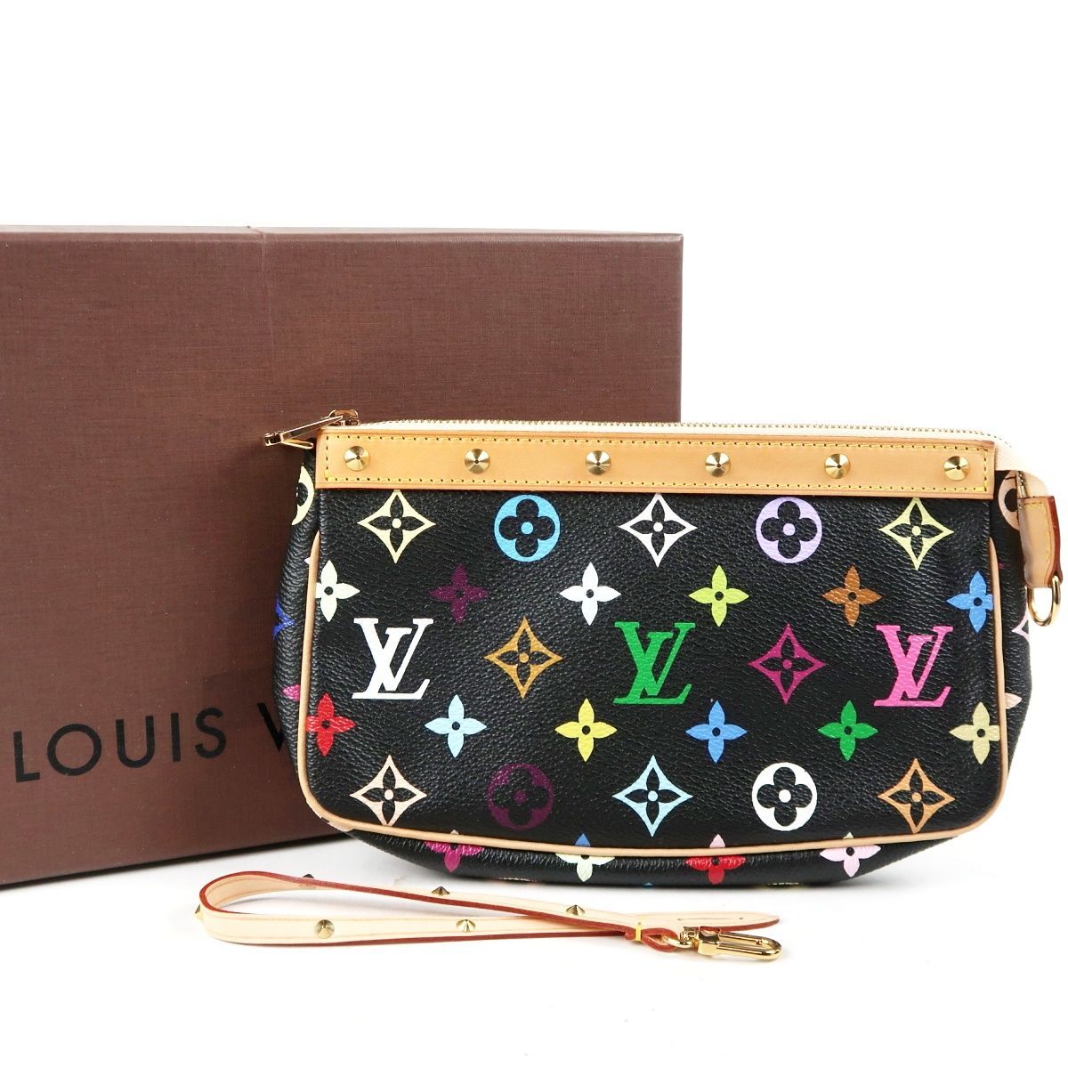 【新品同様・未使用】LOUIS VUITTON ヴィトン マルチカラー ポシェットアクセソワール アクセサリーポーチ 小物入れ ブラック レディース【EU48】 170,000円