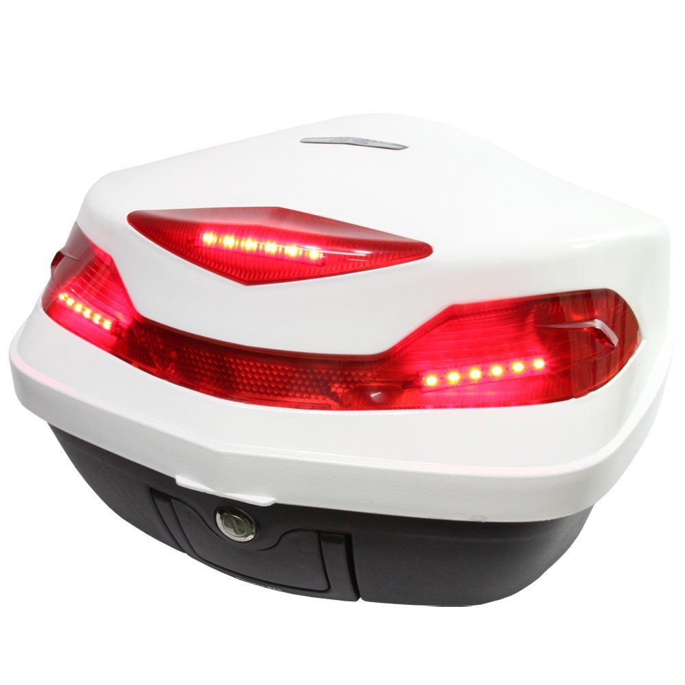 LEDストップランプ/テールランプ付き リアボックス/トップケース 大容量 ベース付き 48L ホワイト バイク用 Gタイプ
