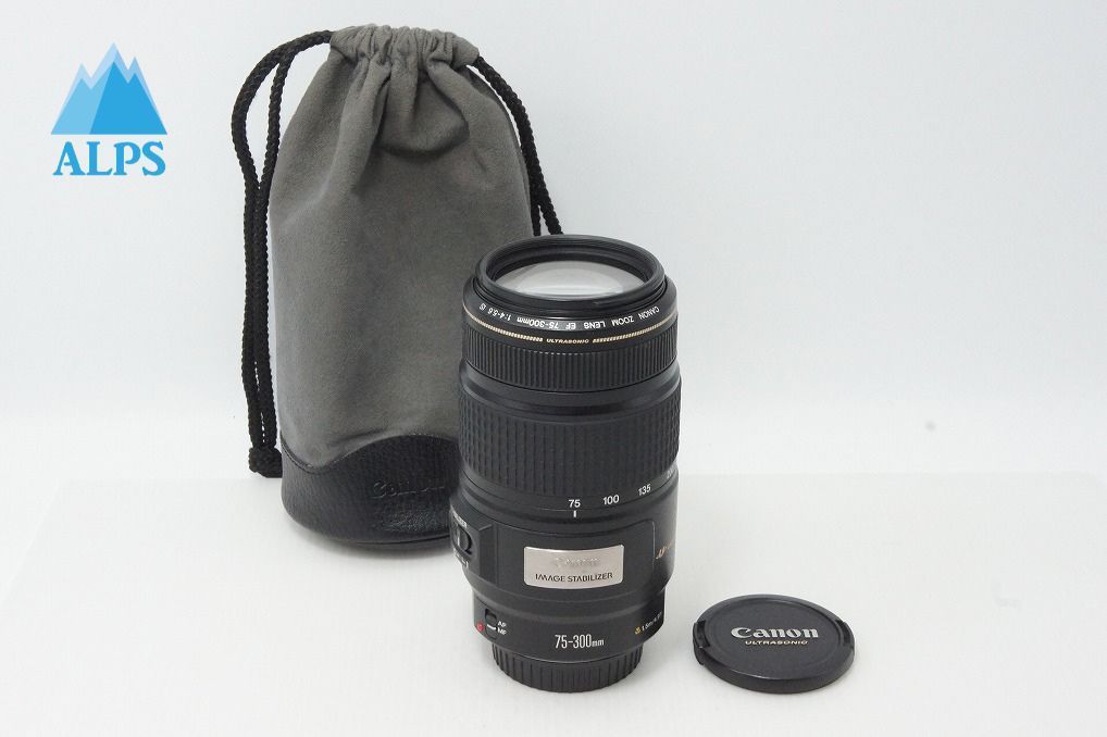 良品 Canon キヤノン EF 75-300mm F4-5.6 IS USM フルサイズ ズームレンズ ポーチ付 260514h