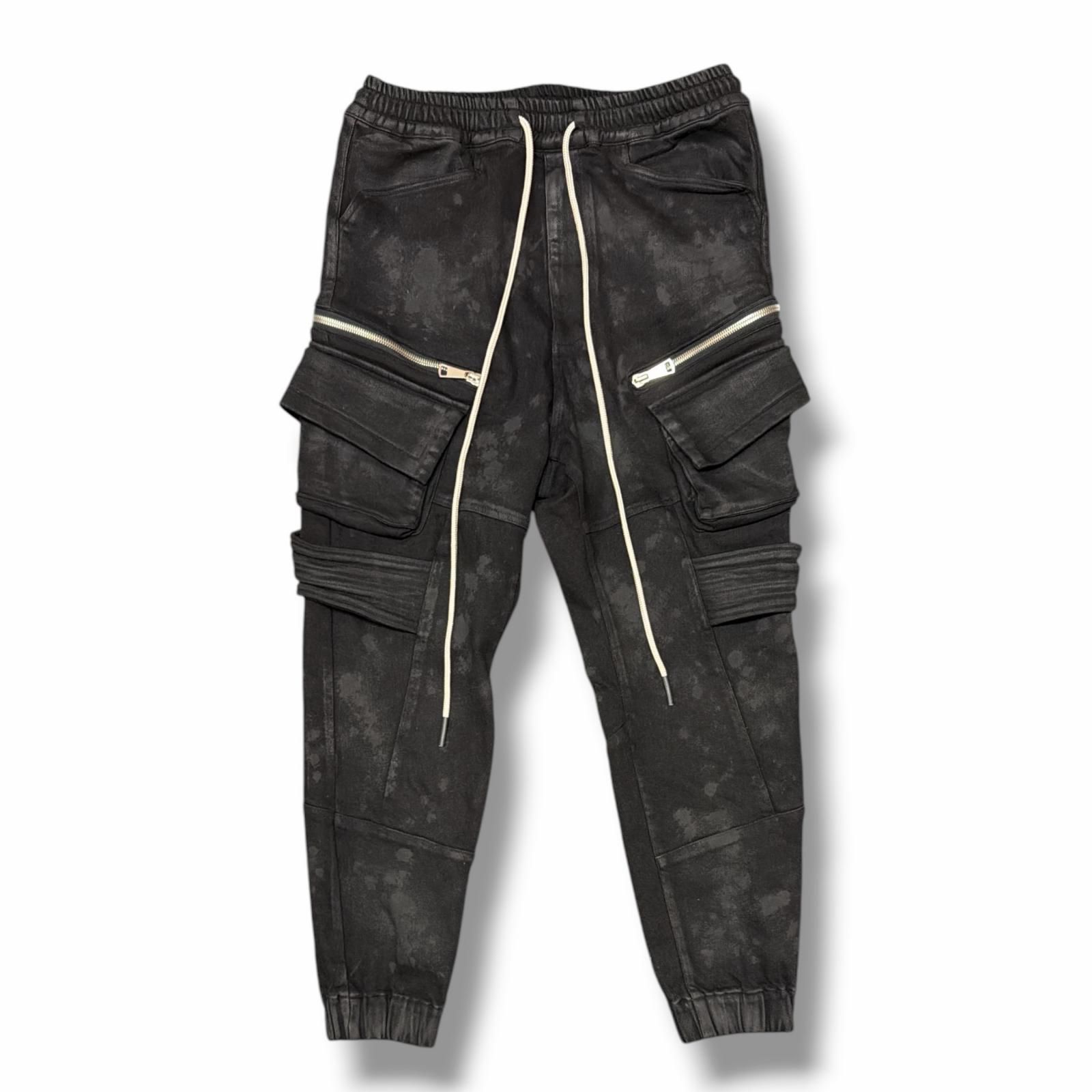 参考上代53900円 A.F ARTEFACT BELTED DETAIL JOGGER 2.0 ベルテッドディテールジョガーパンツ イージーパンツ デニム エーエフアーティファクト AG-12064 ブラック 2 (15624M)
