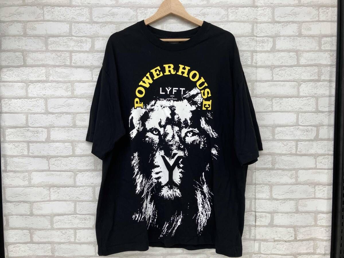 LYFT POWERHOUSE リフト 半袖Tシャツ ブラック プリント ライオン メンズ L