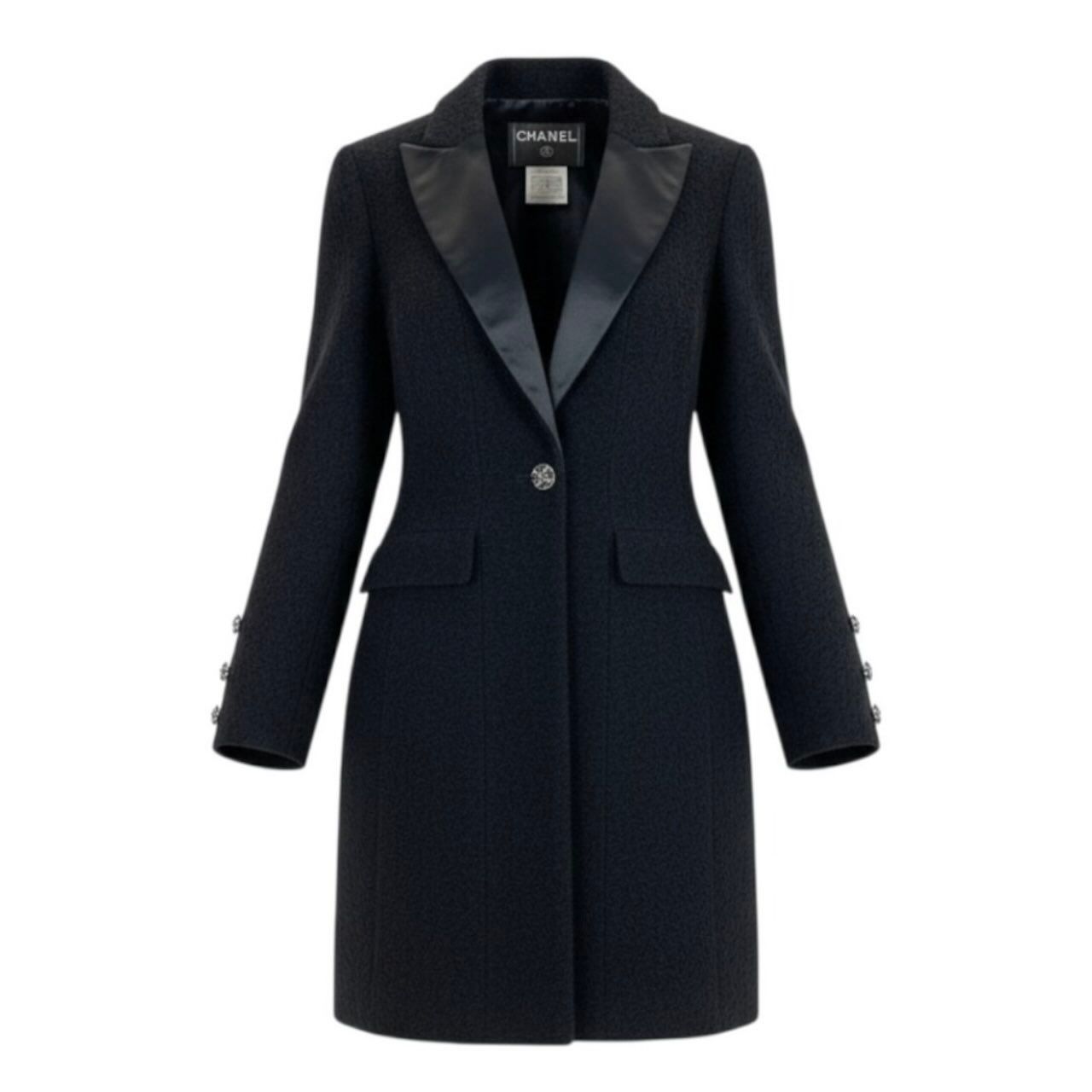 超美品 CHANEL シャネル ブラック ウール/ナイロン/シルク P29135 