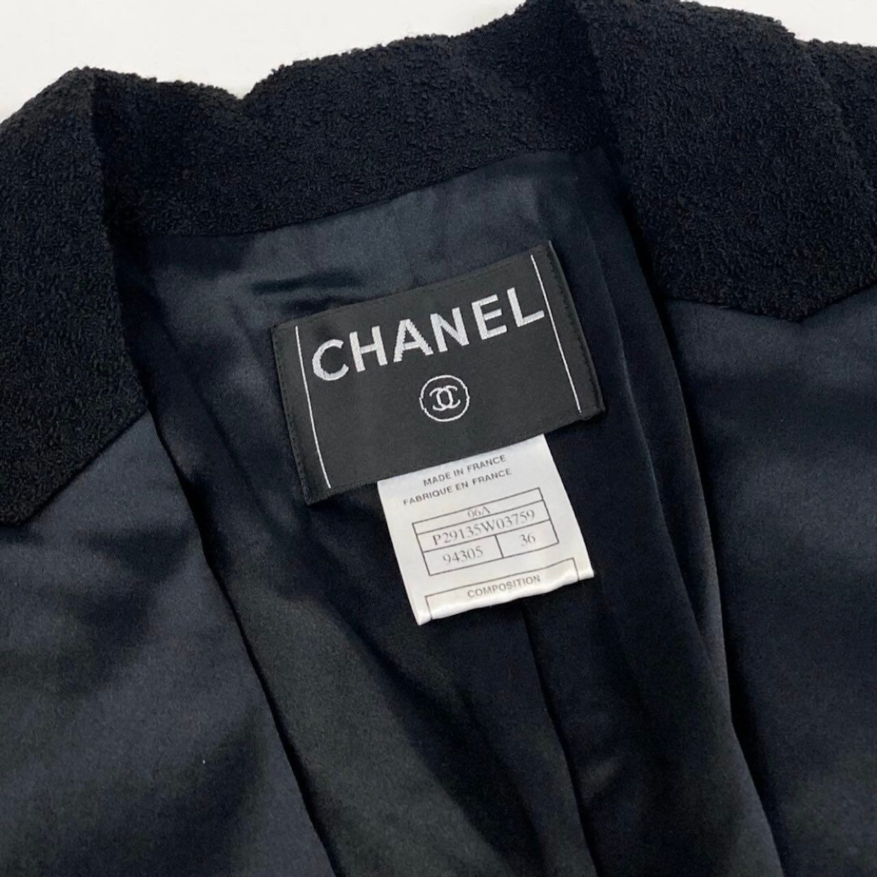 超美品 CHANEL シャネル ブラック ウール/ナイロン/シルク P29135 