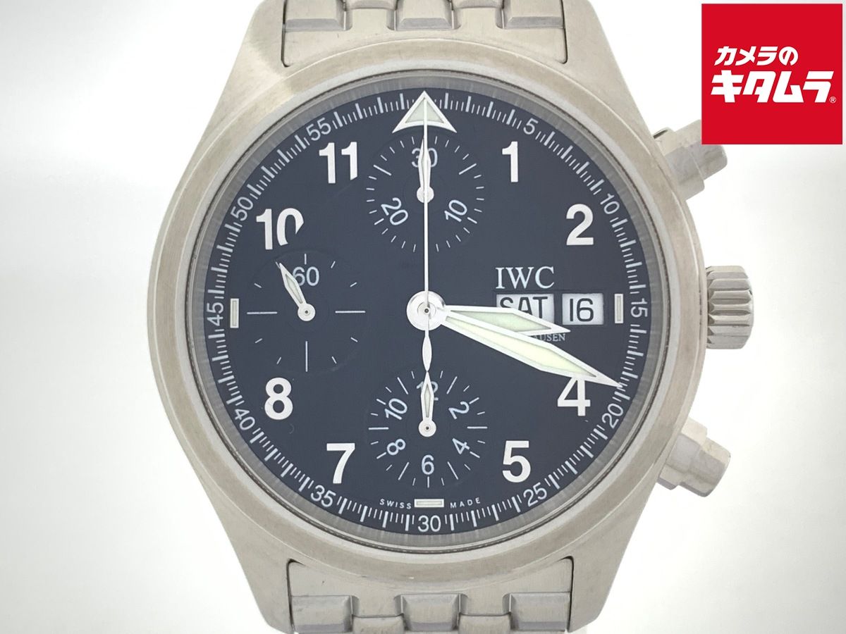 【中古】 【並品】 IWC パイロットウォッチ スピットファイア ブラック IW370618 ステンレススティール
