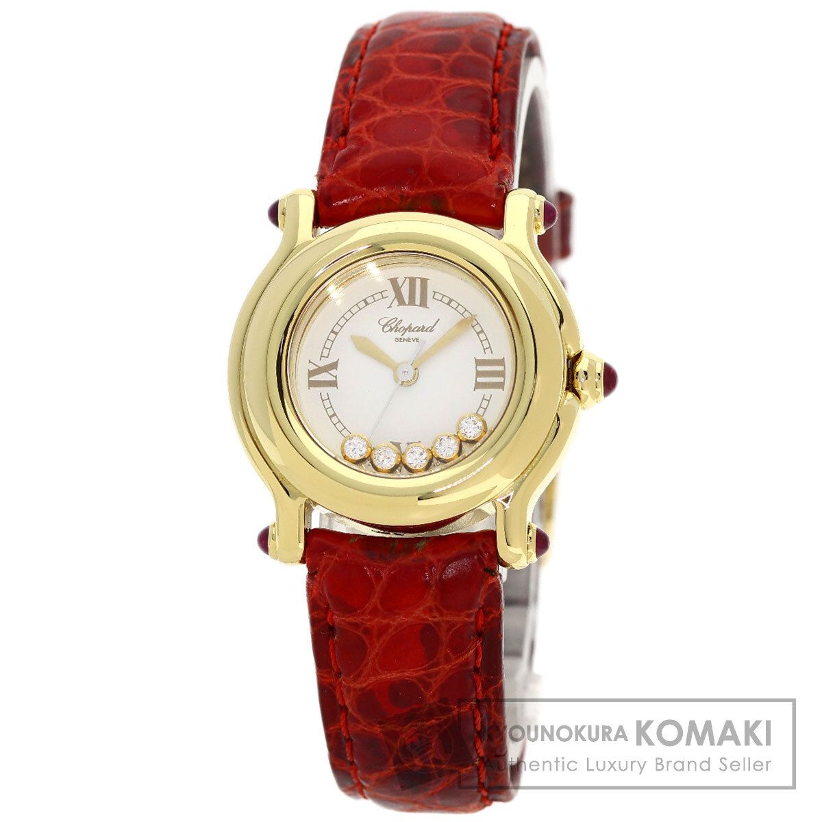 Chopard ショパール 27/6149-21 ハッピースポーツ ダイヤモンド 腕時計 K18YG 革 レディース [中古]