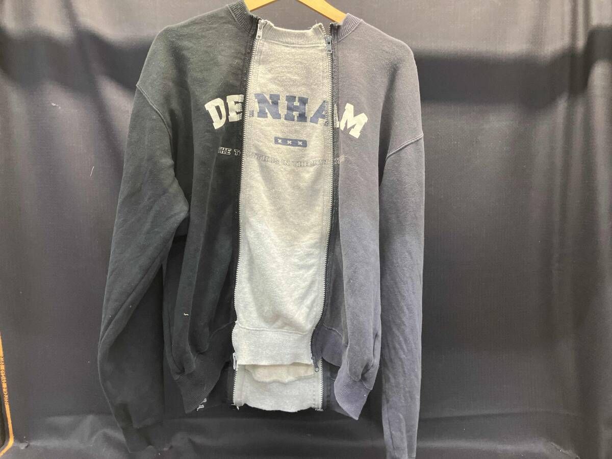 DENHAM×Mountain Research デンハム×マウンテンリサーチ スウェット MRDH 4zip crew L グレー×ブラック