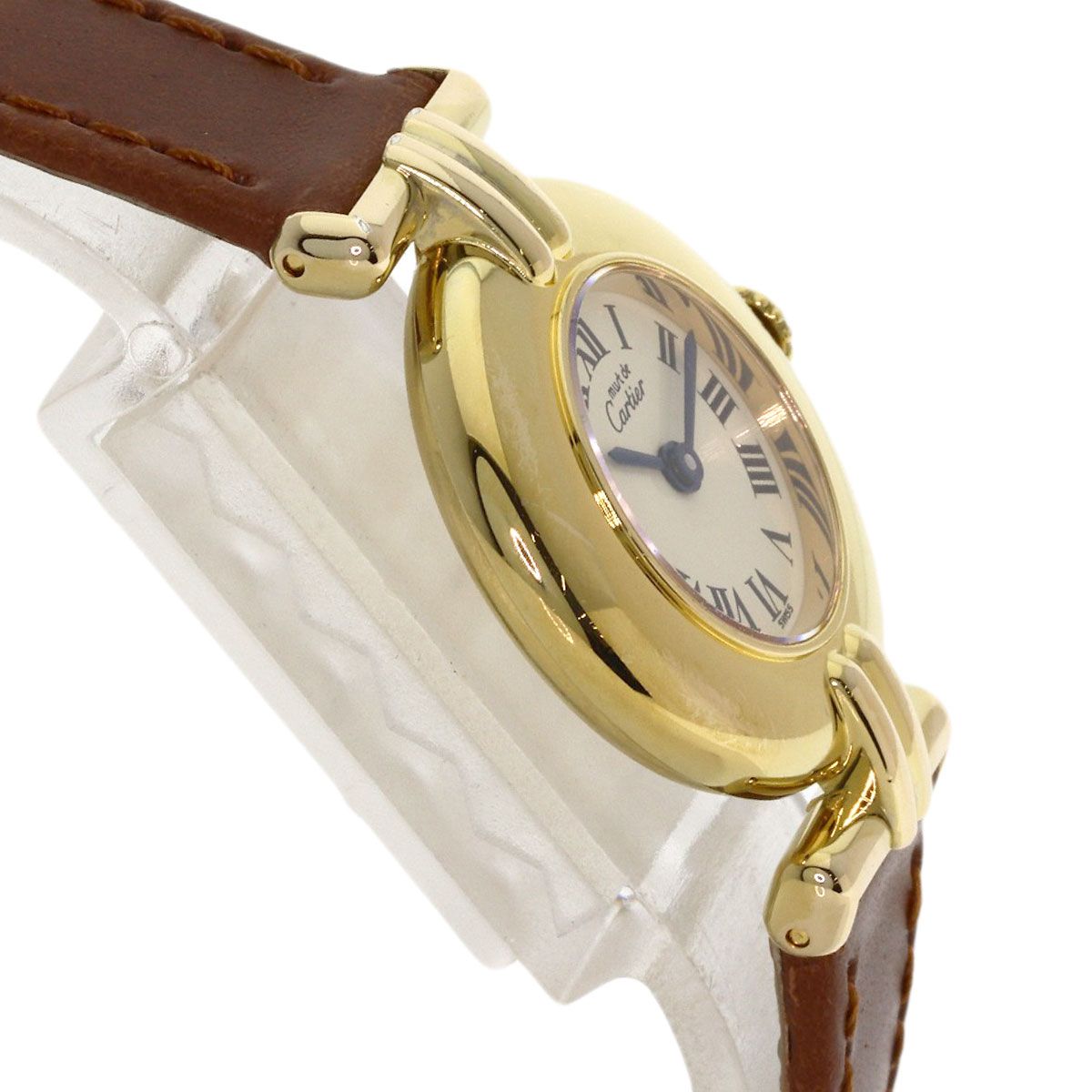 CARTIER カルティエ 590002 マストコリゼ 腕時計 GP 革 レディース 