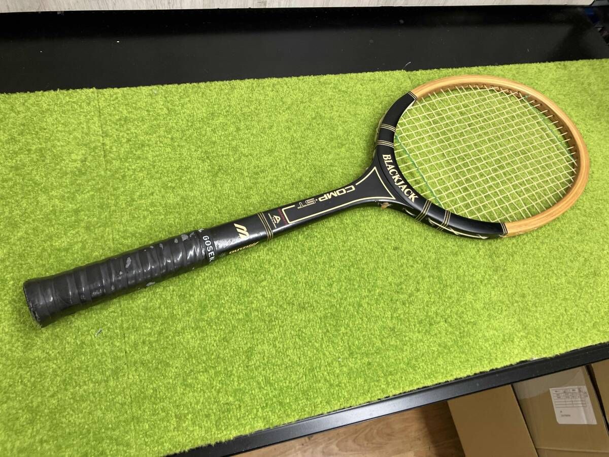 Erbacher BLACK CAT 木製ラケット L4 美品 ヴィンテージ テニスラケット 硬式 MIZUNO BLACKJACK COMP ST ミズノ ブラック