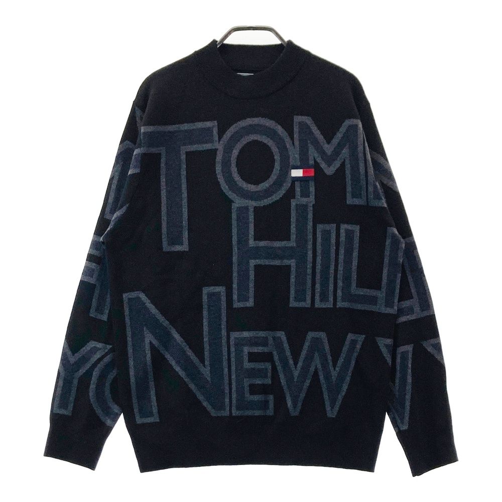 サイズ：L TOMMY HILFIGER GOLF トミー ヒルフィガーゴルフ モックネック ニットセーター ウール混 総柄 ブラック系 [240101691947] ゴルフウェア メンズ ストスト