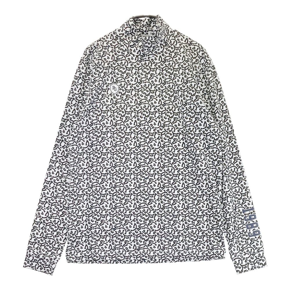 サイズ：4 PEARLY GATES パーリーゲイツ 2025年モデル モックネック 長袖Tシャツ ロゴ総柄 ホワイト系 [240101699567] ゴルフウェア メンズ ストスト サイズ：4 PEARLY GATES パーリーゲイツ 2025年モデル モックネック