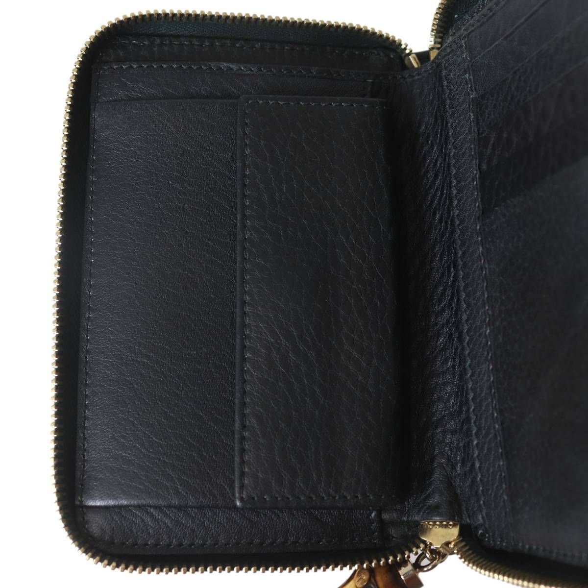 GUCCI/グッチ ディアマンテラウンドファスナー財布 ベージュ×ブラック