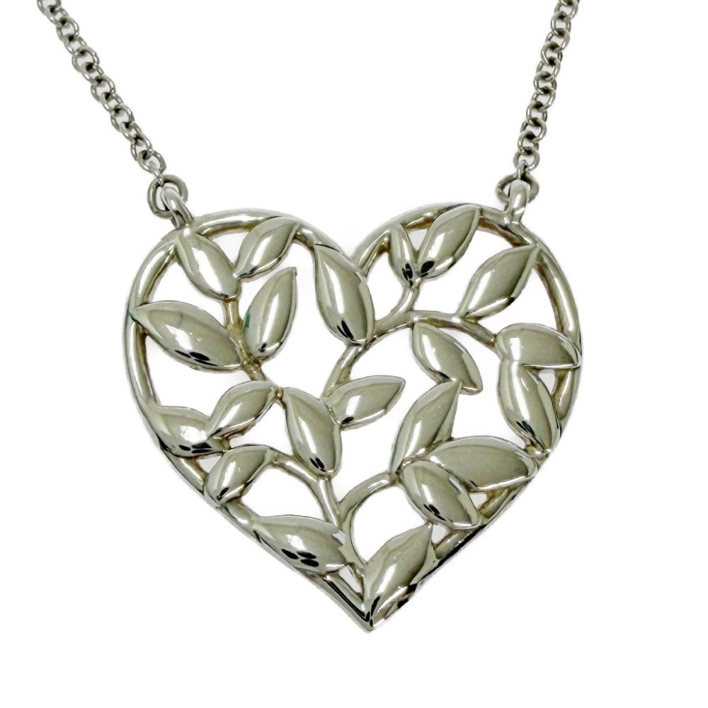 【中古】【箱付き】 TIFFANY&Co. ティファニー シルバー オリーブリーフ ハート ネックレス 2.3g 925刻印 578246 ネックレス