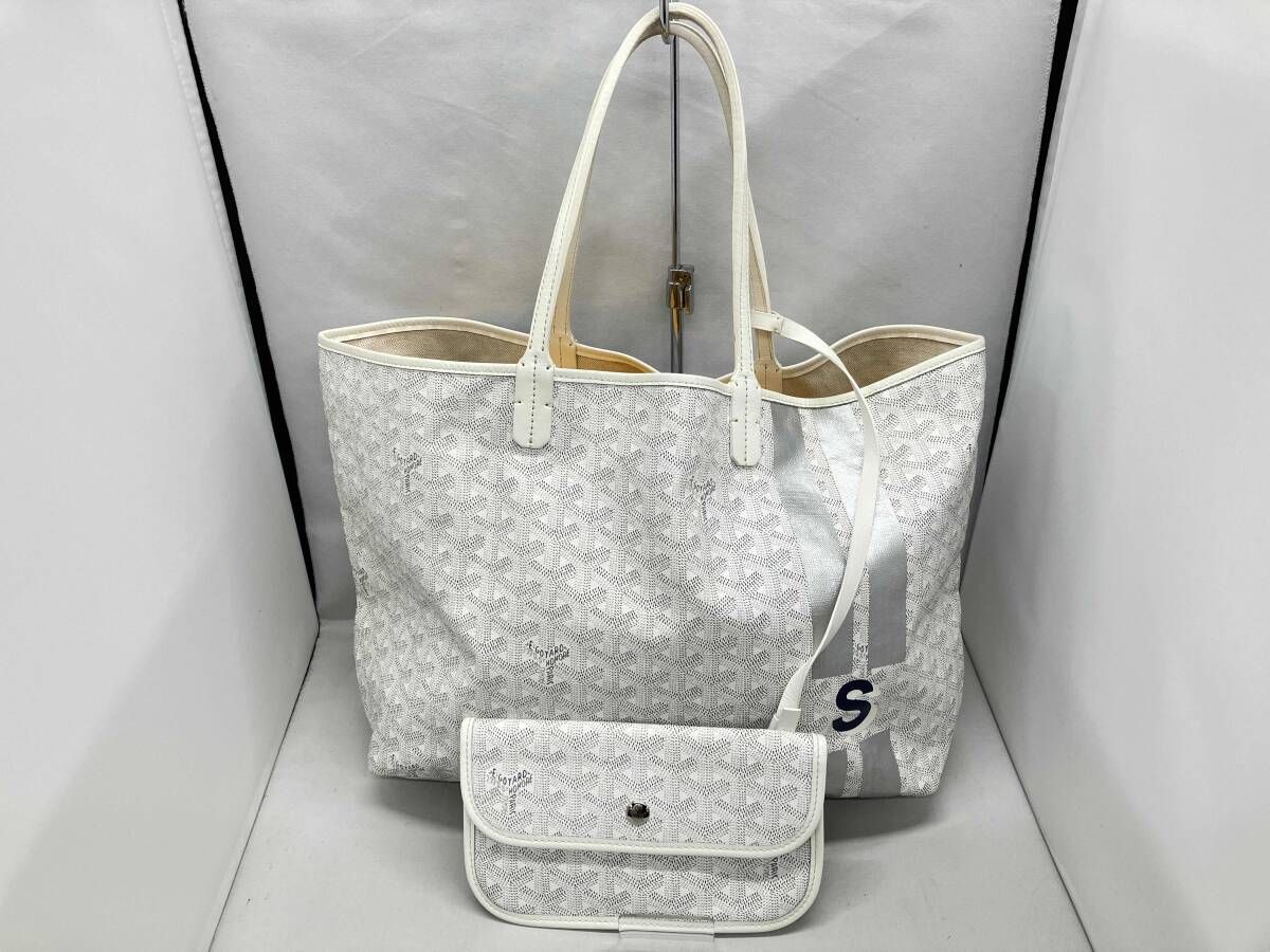 【エントルピー鑑定書】GOYARD ゴヤール サンルイPM ホワイト トート パーソナライゼーションアート入り