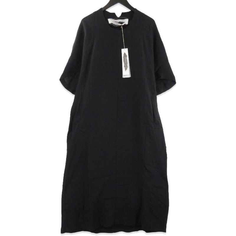 未使用 individual sentiments インディビジュアルセンチメンツ 半袖ワンピース OP36W-RCL1 レディース Woven ブラック 黒 F 71015785