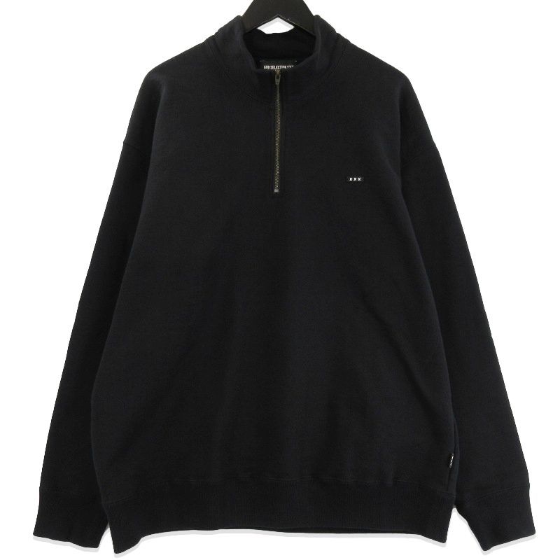 GOD SELECTION XXX ゴットセレクショントリプルエックス ハーフジップ スウェット プルオーバー 裏起毛 ブラック 黒 L 71015774