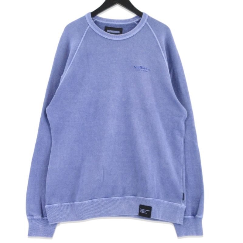 美品 NEIGHBORHOOD ネイバーフッド PIGMENT DYED SWEAT SHIRT LS 261FPNH-CSM01 スウェット 顔料染め加工 ブルー L 99000941