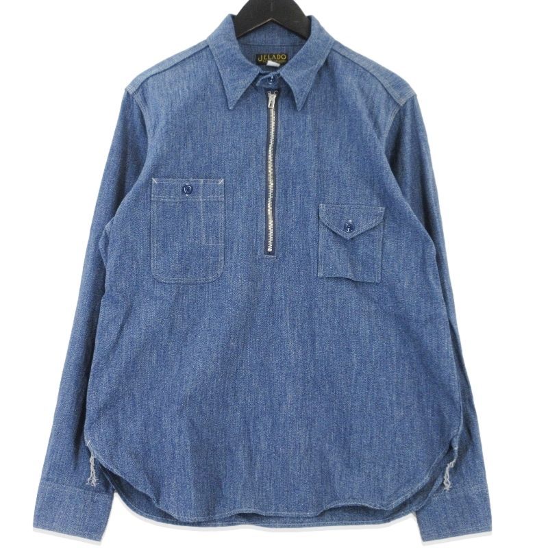 JELADO ジェラード 長袖シャツ Ciggy Shirt プルオーバー ハーフジップ シギーシャツ ブルー M 99000945