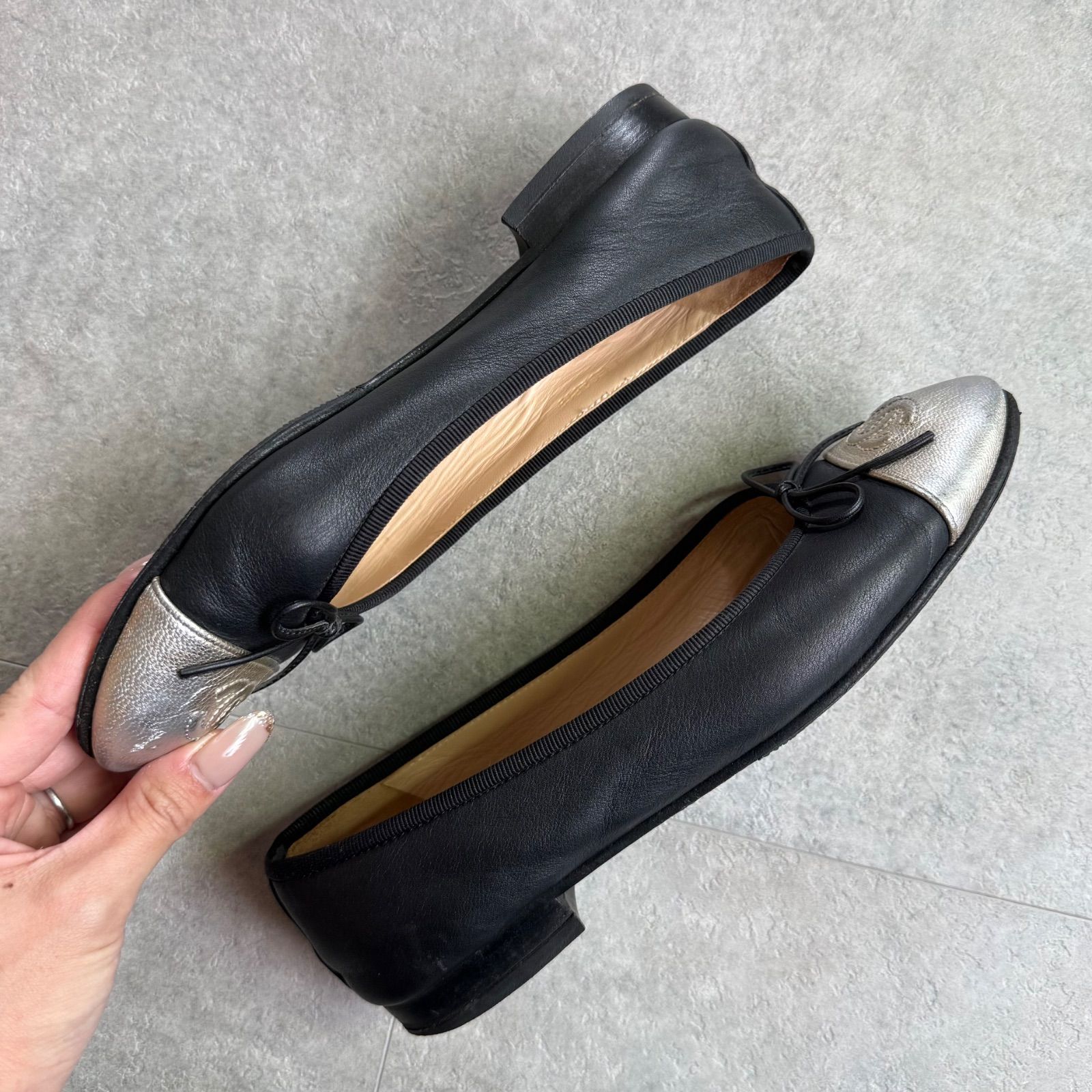 CHANEL シャネル リボンバレエシューズ フラットシューズパンプス ココ