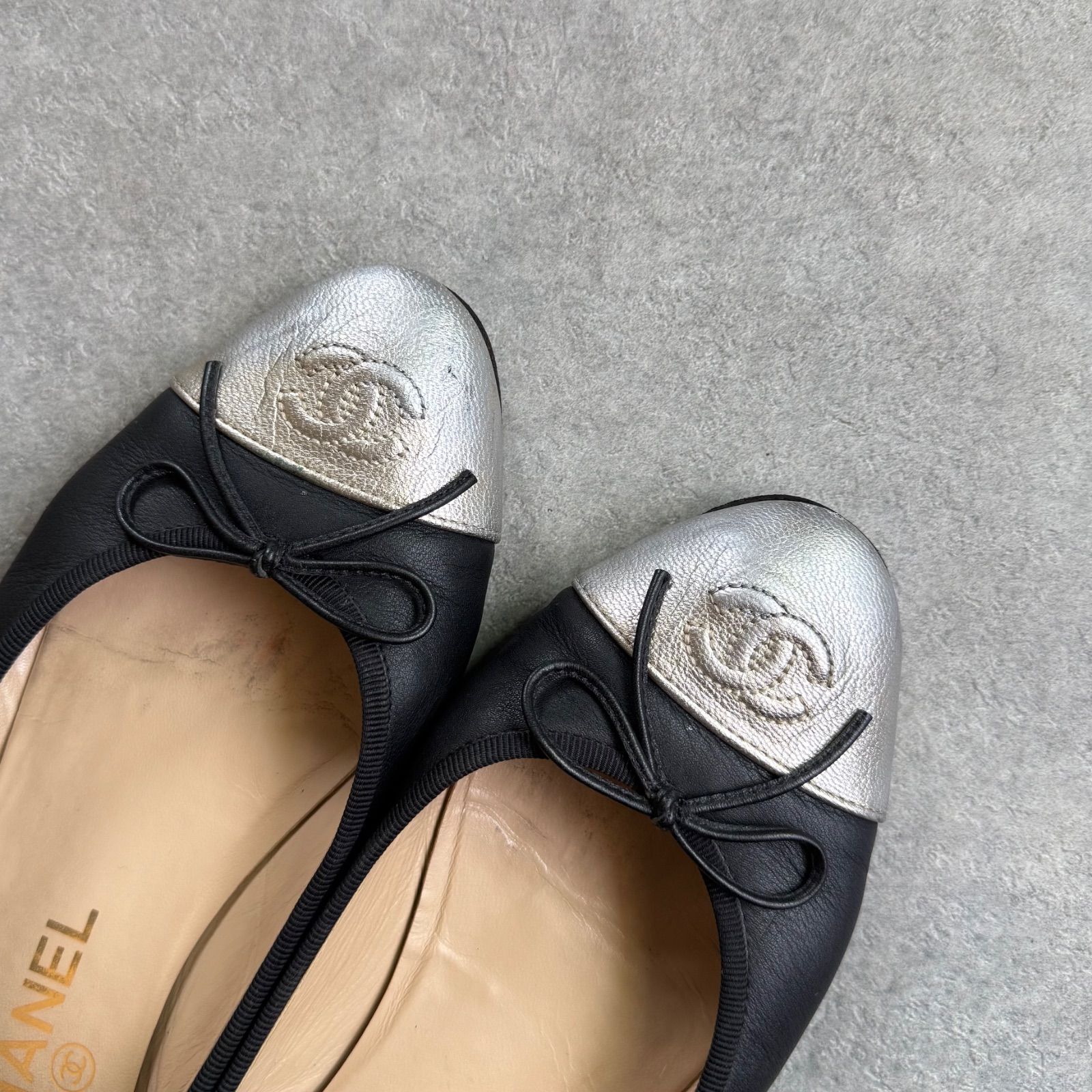 CHANEL シャネル リボンバレエシューズ フラットシューズパンプス ココ
