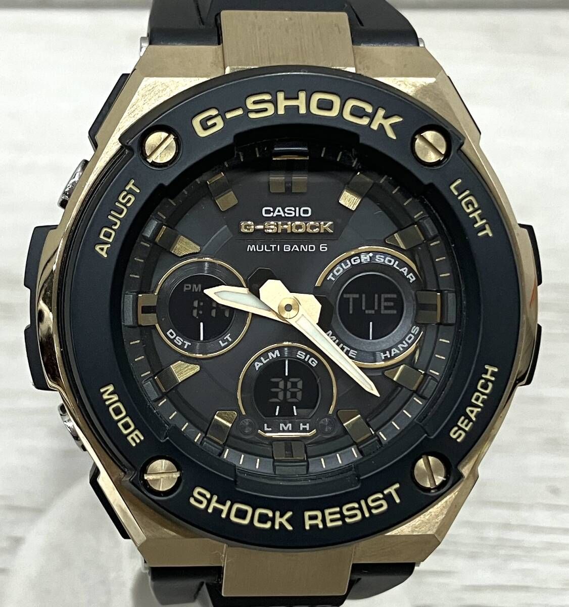 ジャンク CASIO カシオ G-SHOCK GST-W300G/002A**** G-STEEL ブラック×ゴールド ソーラー電波 腕時計
