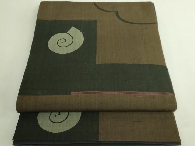 平和屋着物●極上　Maru　Factory　丸山正　全通柄袋帯　紬地　抽象文様　逸品　DZAB6411kh6