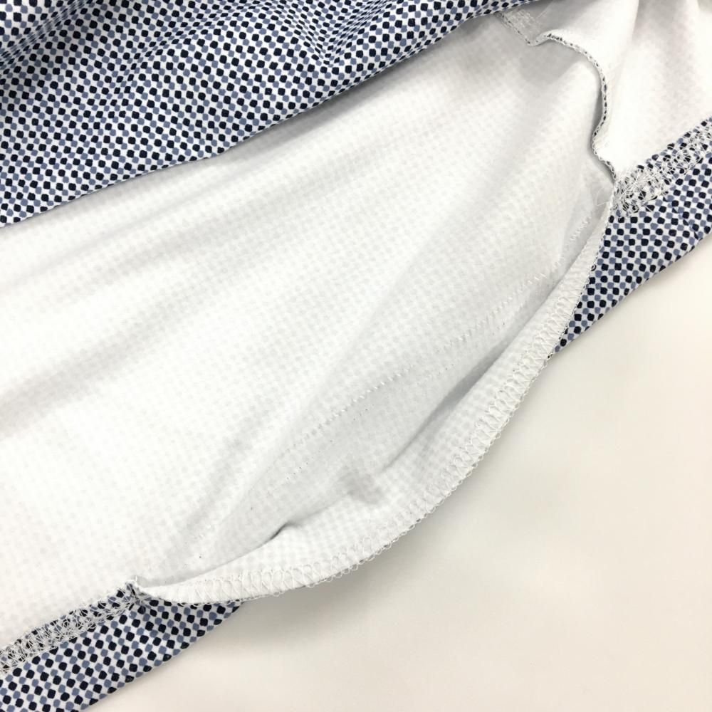 美品】ゾーイ 長袖ハイネックシャツ 白×ネイビー ドット風 ロゴ