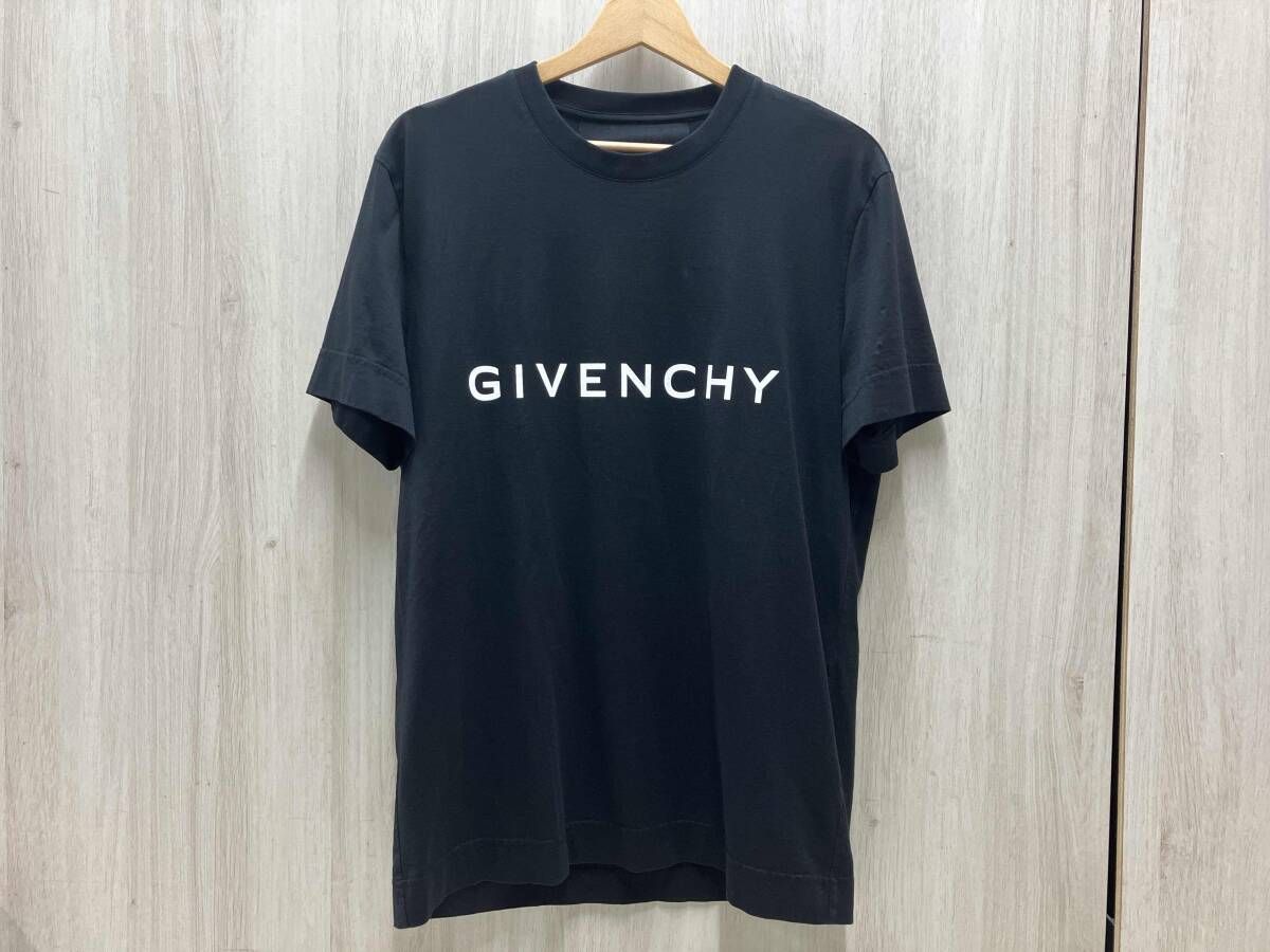 GIVENCHY Lサイズ BM716G3YAC ロゴ 黒 ブラック Tシャツ 半袖 コットン100% ジバンシィ（穴あきあり）