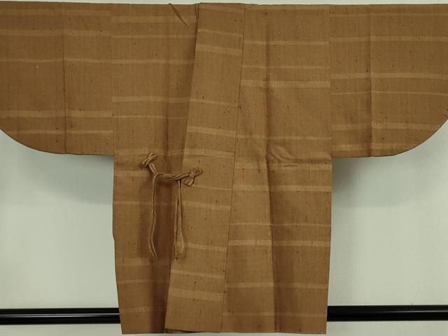 平和屋着物∞極上 伊兵衛織 工芸手織 道中着 横段文 逸品 DZAB6541kh6