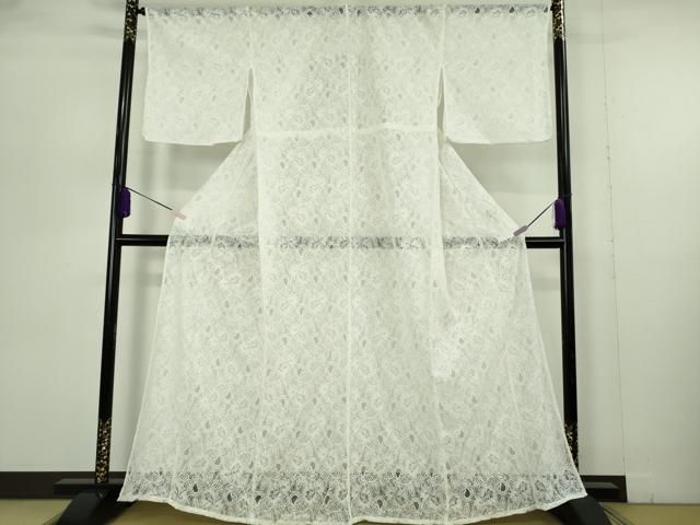 平和屋着物∴極上 夏物 浴衣・小紋兼用 レース 花唐草文 ホワイト 白地 逸品 新品 DZAB10045kh6