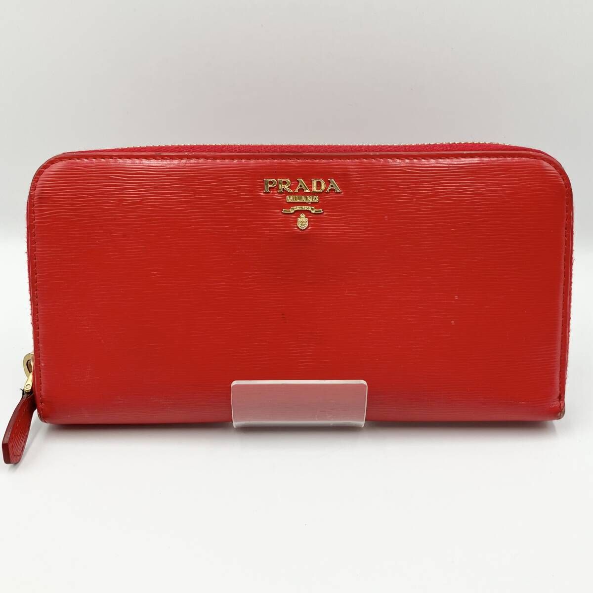 PRADA プラダ ラウンドファスナー 長財布 サフィアーノレザー 赤