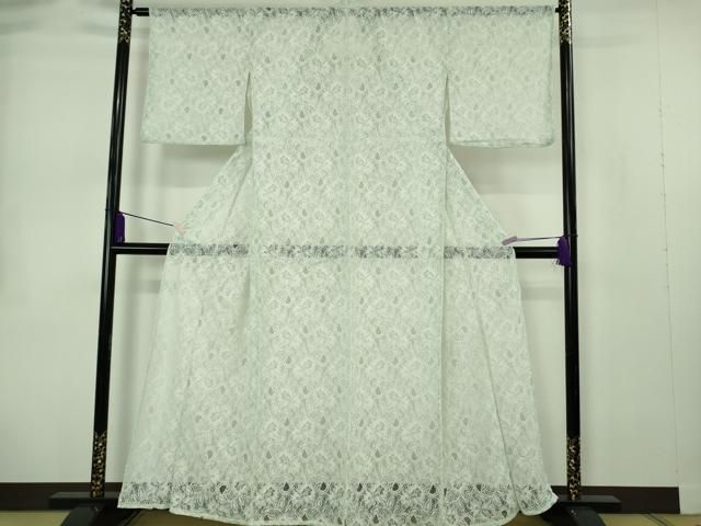 平和屋着物∴極上　夏物　浴衣・小紋兼用　レース　花唐草文　スカイグリーン色　逸品　新品　DZAB10177kh6