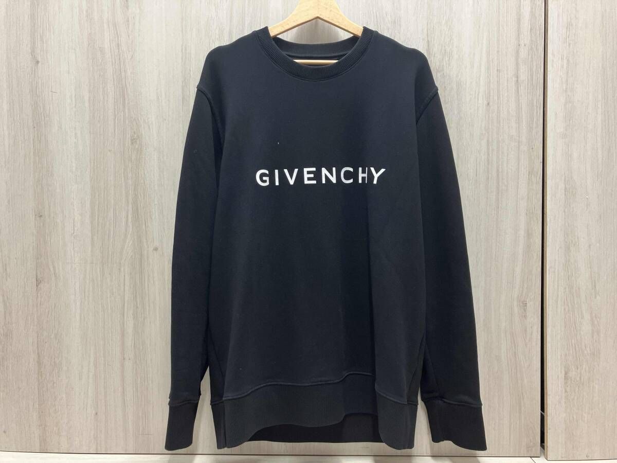 GIVENCHY 表記サイズL BMJ0HA3YAC ロゴ デザイン トレーナー 黒 ブラック 長袖 コットン