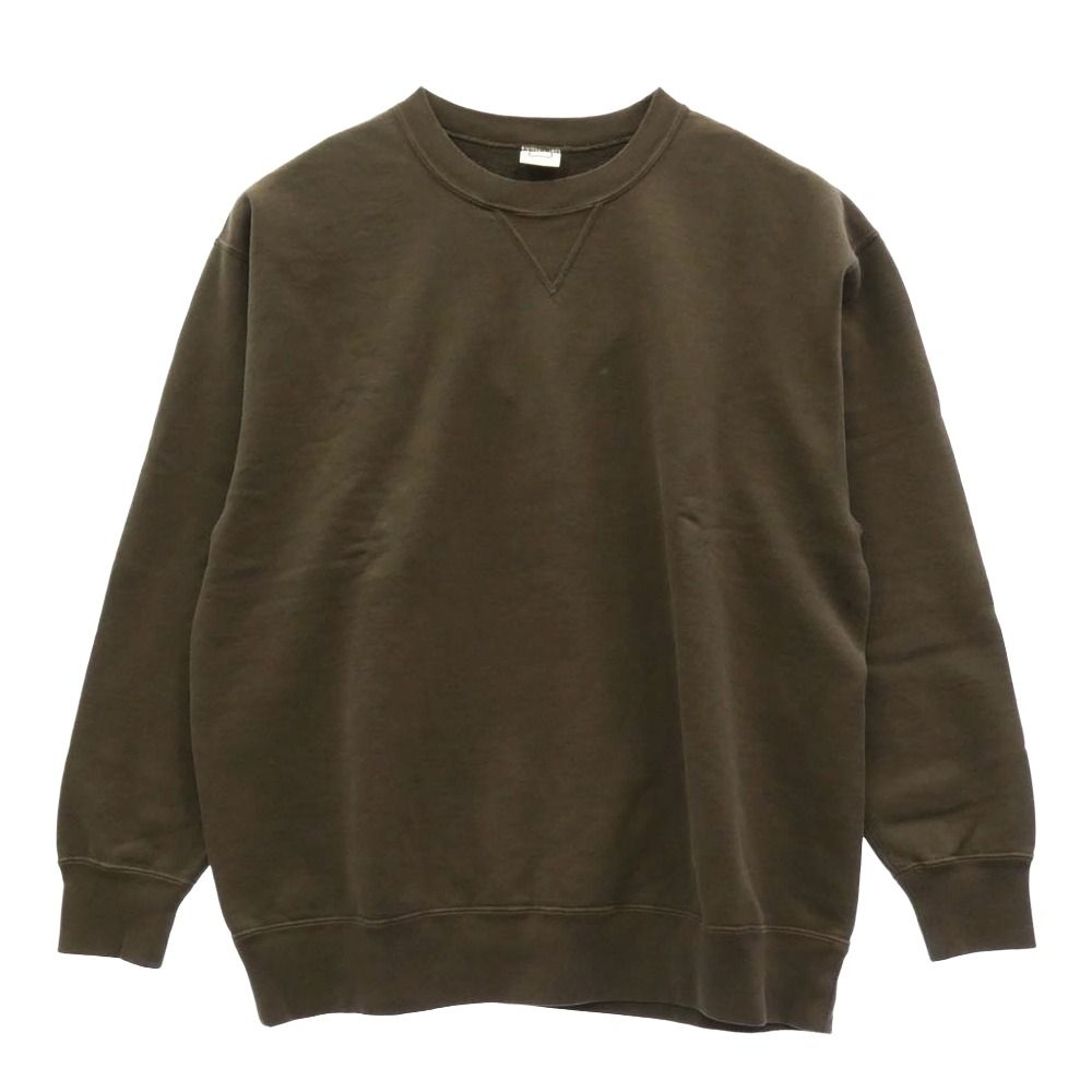 STANDARD CALIFORNIA スタンダードカリフォルニア 前Vガゼット クルーネック プルオーバー スウェット ブラウン系 L【美品】【中古】