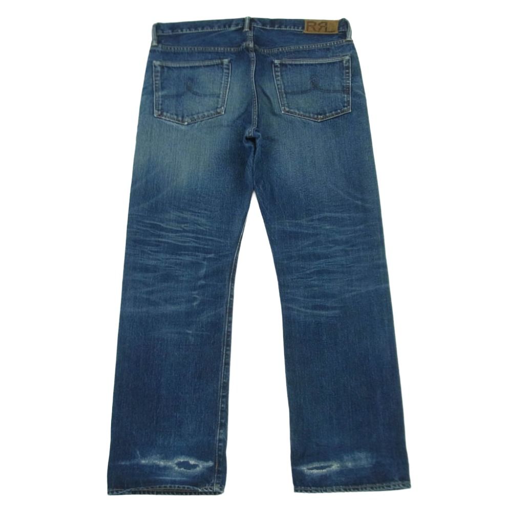 【新品未使用】DOUBLE RRLダメージ加工デニムパンツ（34） RRL ダブルアールエル ロゴ刺繍 セルビッチ ボタンフライ ダメージ加工