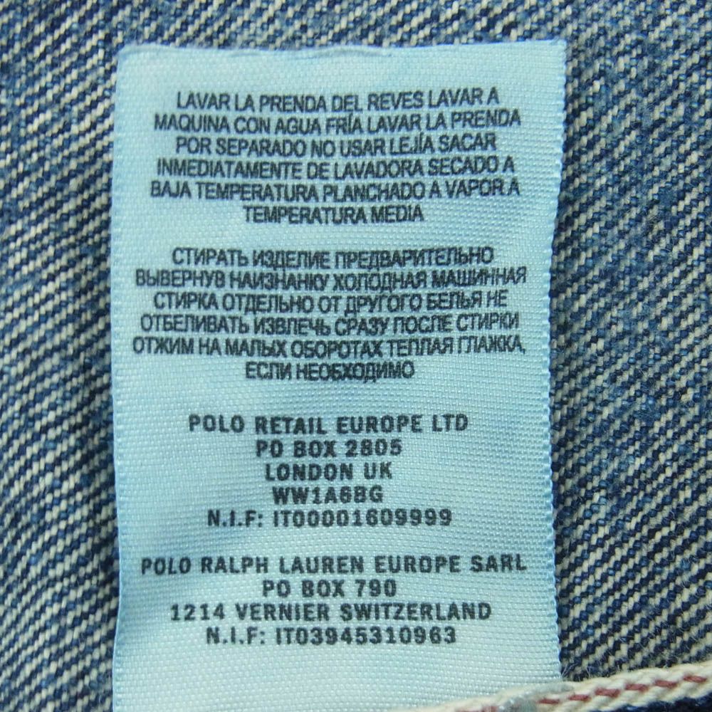 RRL ダブルアールエル ロゴ刺繍 セルビッチ ボタンフライ ダメージ加工