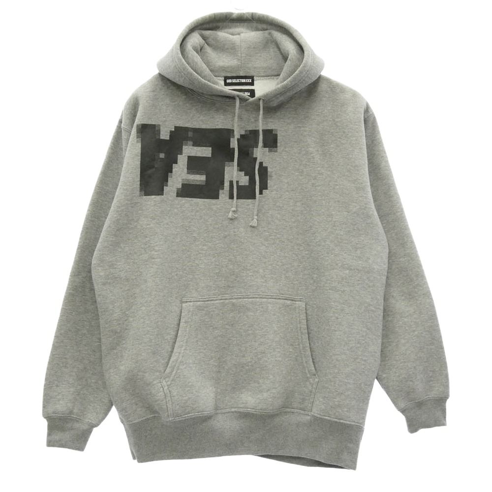 WIND AND SEA ウィンダンシー 21AW × GOD SELECTION XXX ゴッド セレクション トリプルエックス デジタルロゴ プルオーバー スウェット パーカー フーディー グレー系 L【中古】