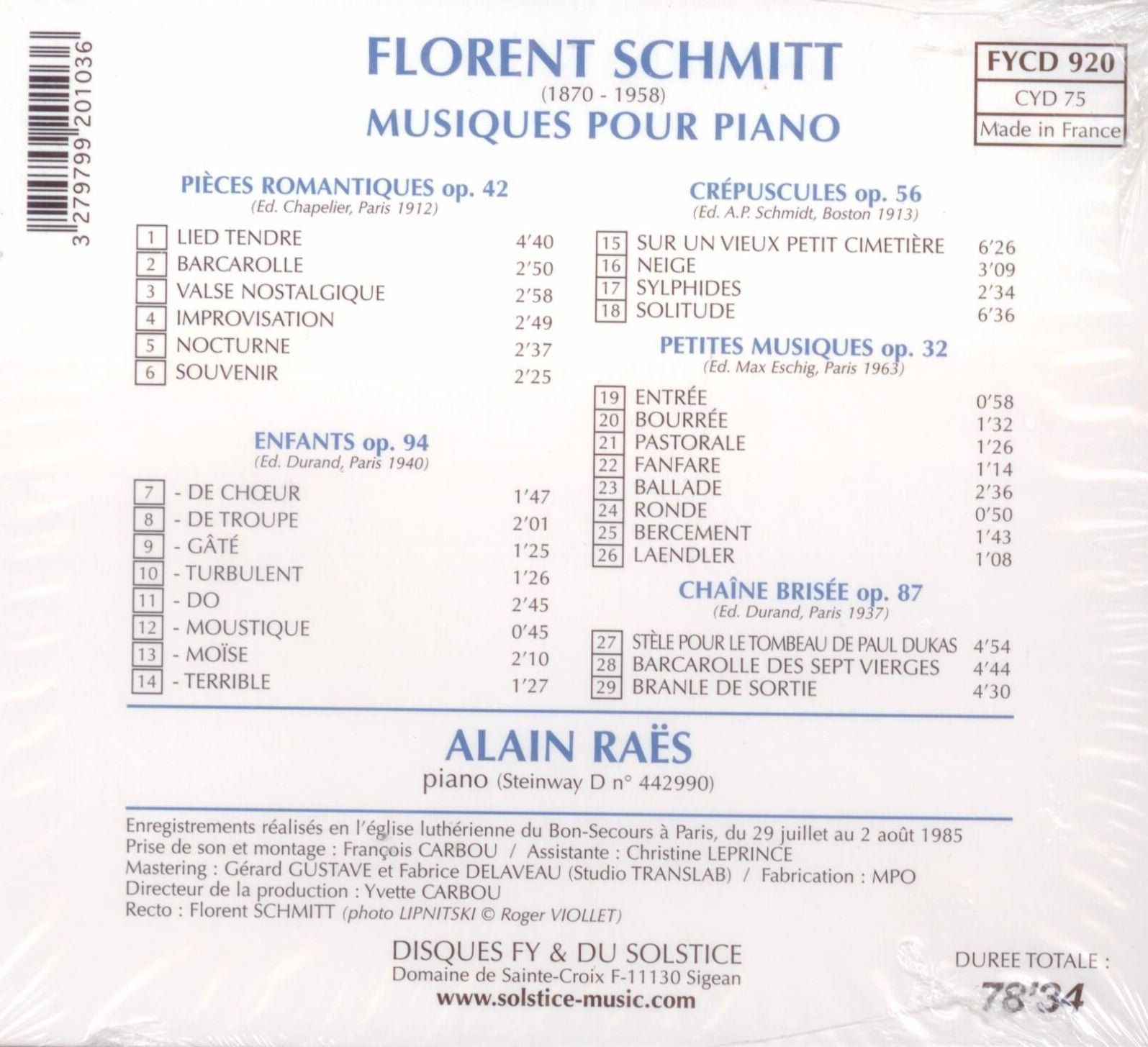 【CD】Schmitt: Music for Piano