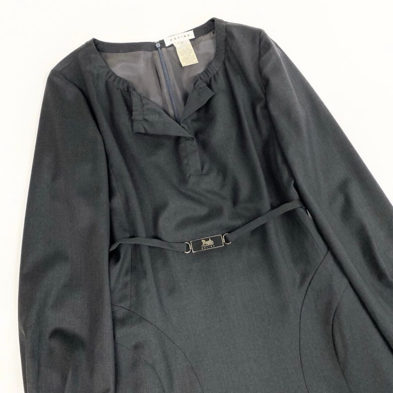 CELINE セリーヌ ヴィンテージ 馬車ベルト付き Aラインワンピース